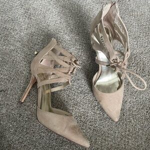 Guess tan suede laced heels size 6.5
